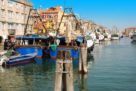 Boats in Italian coast near Venice