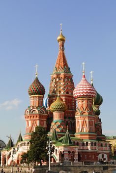 Russian architecture orthodox Cathedral on Red Square in Moscow.