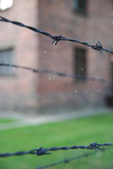 Concentration camp electric wire in Auschwitz
