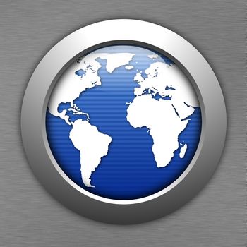 world map button for internet web site