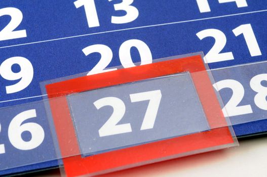 page of calendar showing date of today