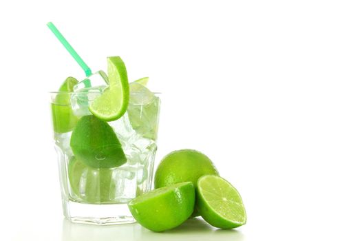 cocktail drink with lime like Caipirinha or mojito