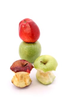 green apples over white background
