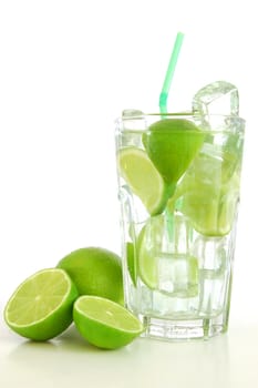 fresh mojito with lemon on white background