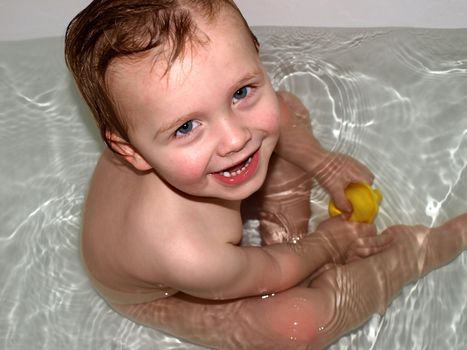 happy child in bath