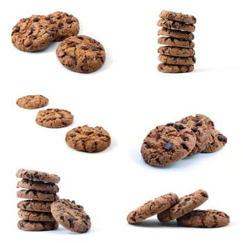 brown cookie or cake collection isolated on white background