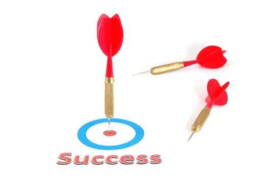 success concept with isolated dart arrow on white background
