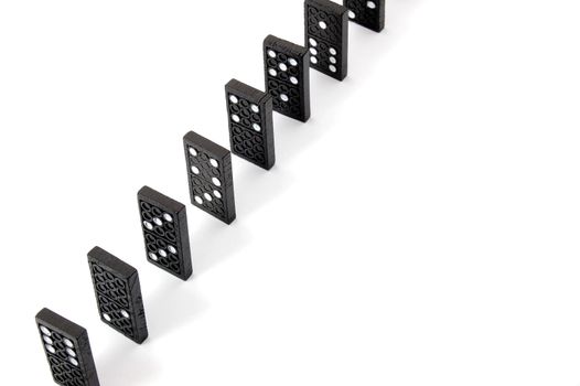 chain of dominoes isolated on a white background