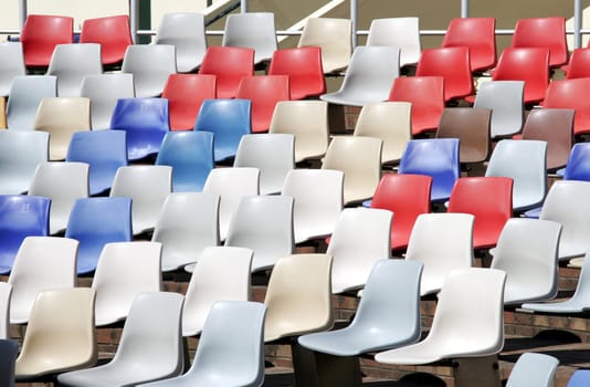 Colourful Empty Stadium Seats In Rows