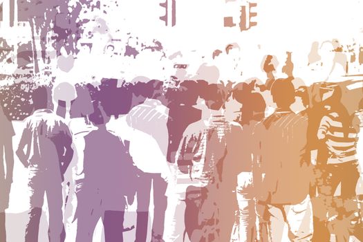 Crowd Abstract Background in Colors and White