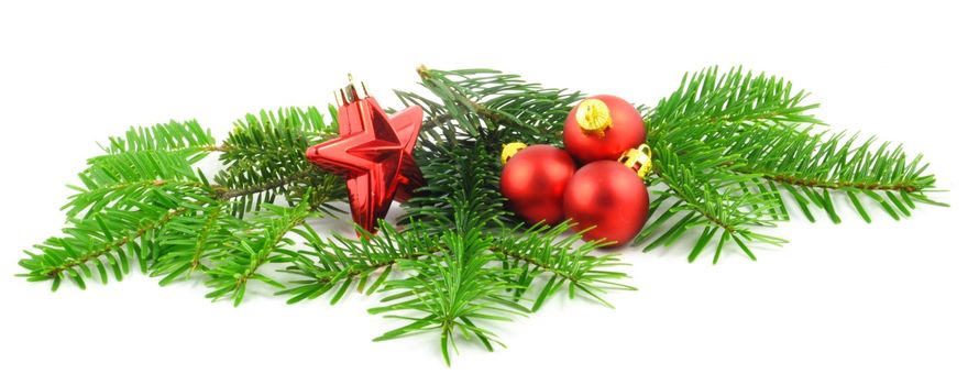 christmas holiday decoration in green and red with copyspace