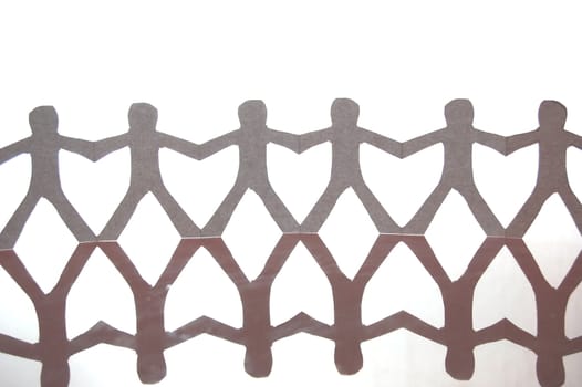 team of paper man showing concept of teamwork