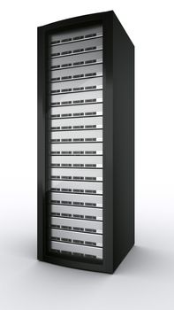 3d rendering a rack server on white background.