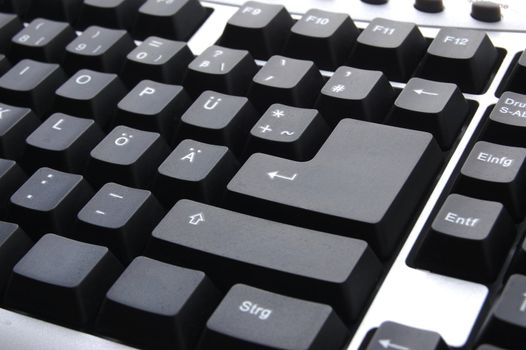 black keyboard with enter button and copyspace