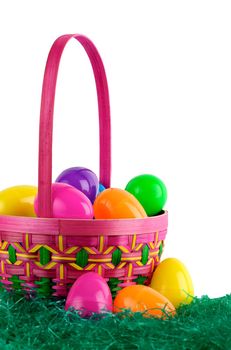 Image of Easter basket with colored eggs