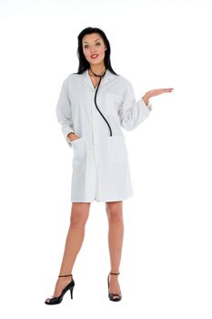 young doctor with stethoscope on white background
