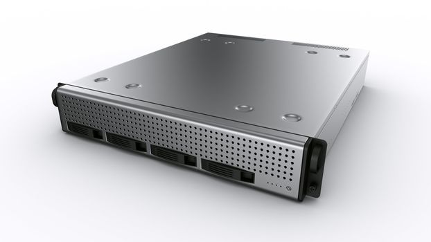 3d rendering a rack server on white background.