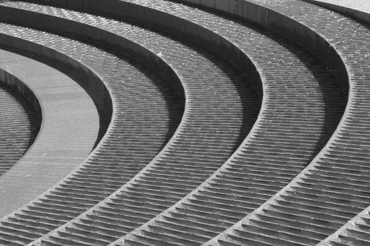 Water Flow On Spiral Stair Fountain, Darling Harbour, Sydney, Black And White
