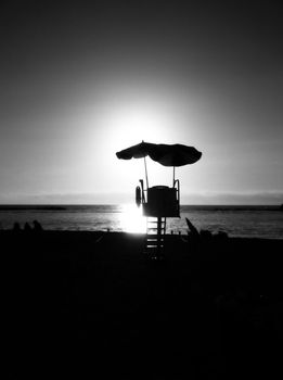 Life Guards look out post by beach.