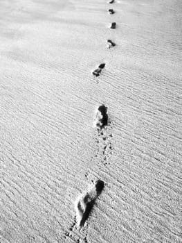 Human footprints in some nice warm beach sand.  