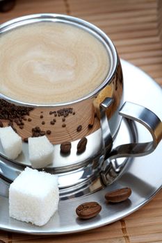Cup of coffee with lump sugar, coffee series