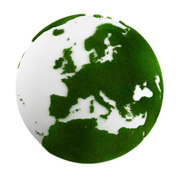 3d rendering of a grass earth - europe close up