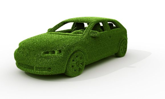 3d rendering of a green grass car
