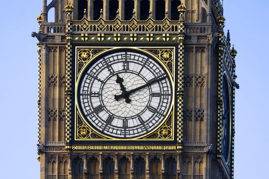 Close up of the clock face of the Tower of Westminster (Big Ben)