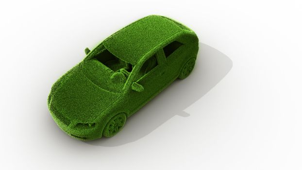 3d rendering of a green grass car
