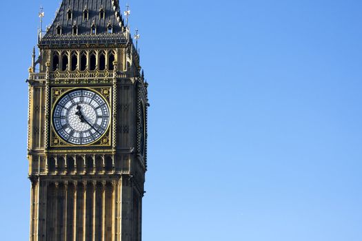 Tower of Westminster or "Big Ben" against a blue sky