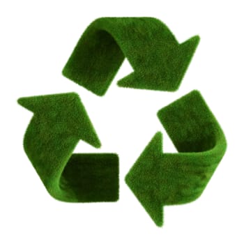 3d rendering of a grass recycle symbol