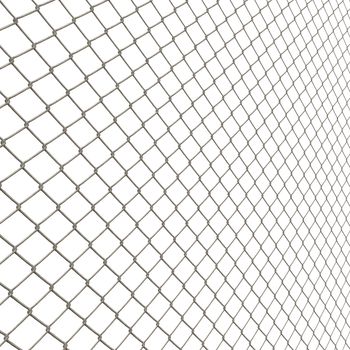 A 3D chain link fence texture isolated over white.  This tiles seamlessly as a pattern in any direction.