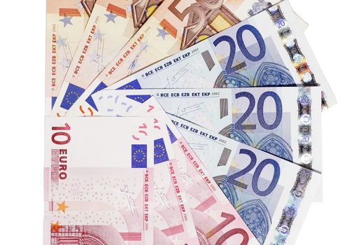 Bunch Of Euro Notes As Fan On A White Background