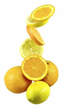 composition of isolated oranges and lemon as sample of my food images