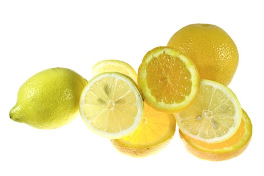 orange and lemon on white background as sample of my food images