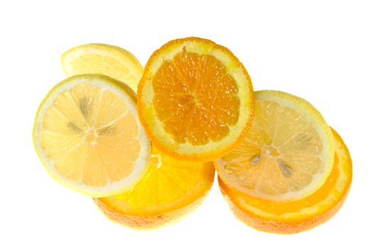 isolated orange and lemon on white background as sample of my food images