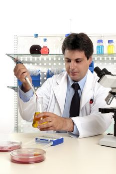 Laboratory scientist, chemist or pharmacist at work in a laboratory.