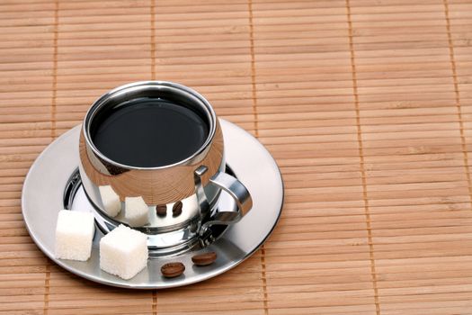 Cup of coffee on mat, coffee series