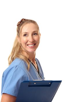 Friendly nurse, doctor or other medical worker.