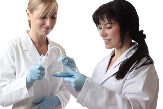 Female scientists at work conducting research