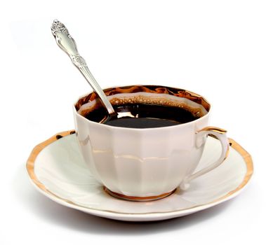 Cup of coffee on a plate with spoon, (look similar images in my portfolio)