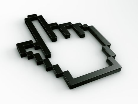 3d rendering of a standard hand cursor