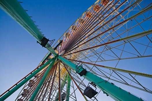 Part of Giant Wheel with blue sky