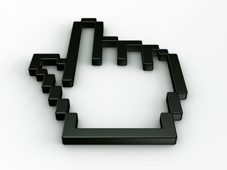 3d rendering of a standard hand cursor