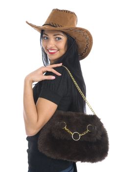 Sexy cowboy on white background
