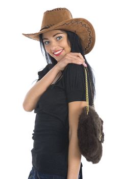 Sexy cowboy on white background