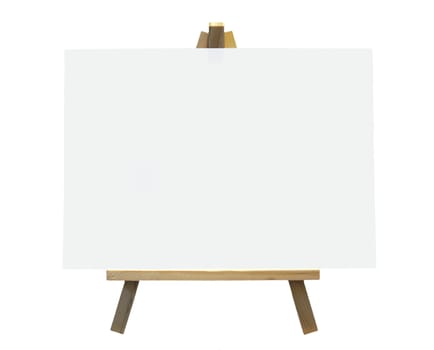 Wood Easel With White Canvas On A White Background, Isolated