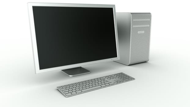 3d rendering of a stylish computer in aluminum
