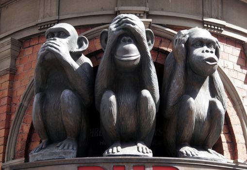 Three Monkeys With Different Faces - No Speak, No See, No Hear
