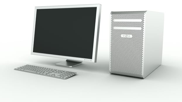 3d rendering of a stylish computer in aluminum
